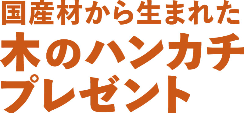 国産材から生まれた木のハンカチプレゼント